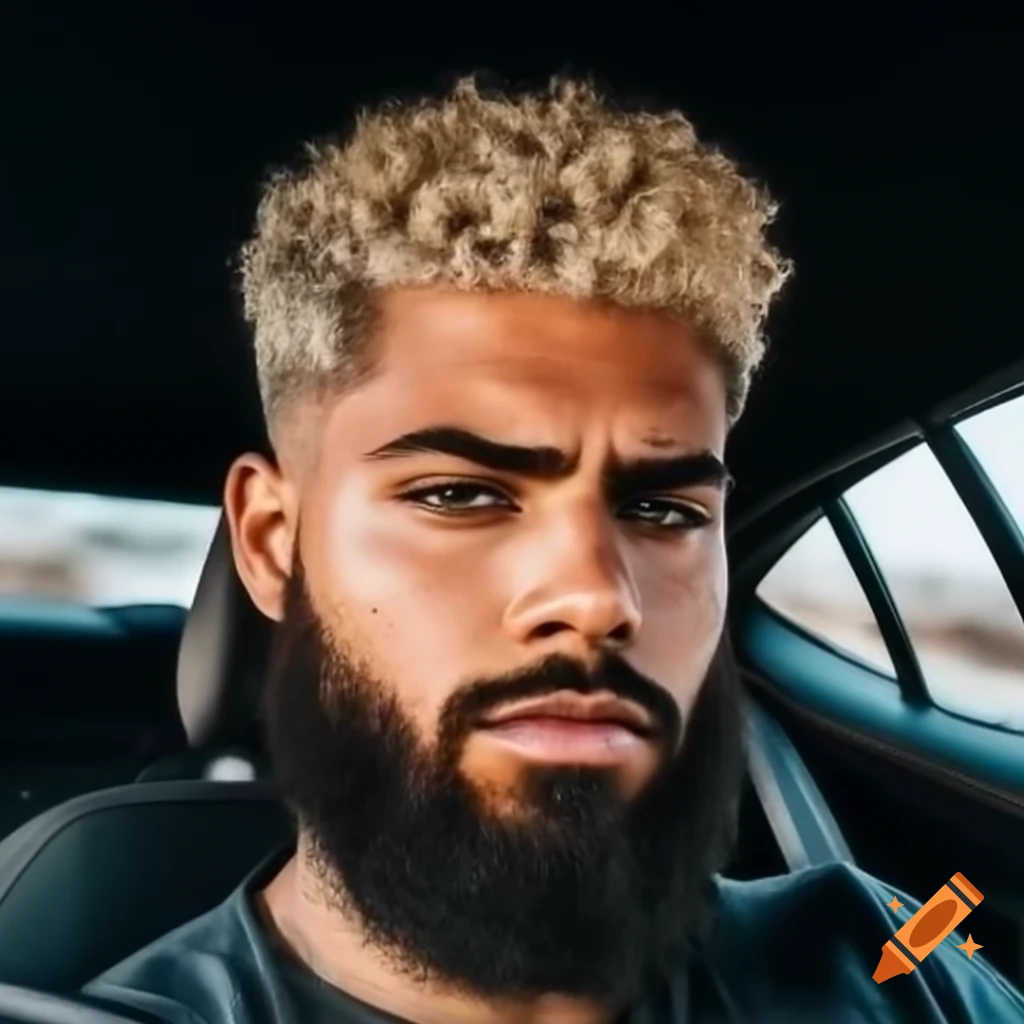 Nissan R34 With A Guy Inside With Short Blonde Curly Hair And A Long 