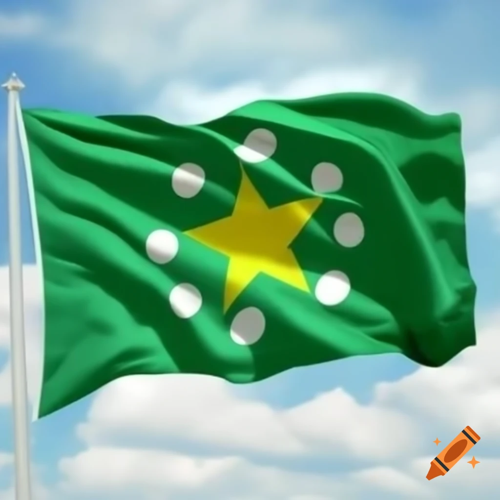Green flag with yellow star and 13 white circles