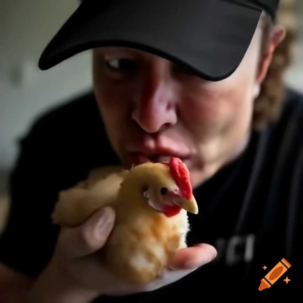 Elon Musk interacting with a chicken in a humorous scenario
