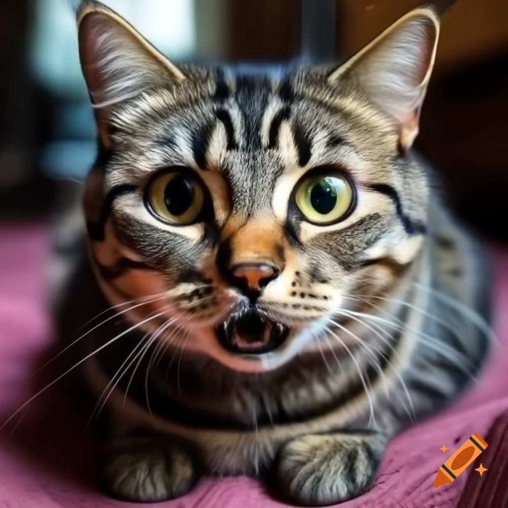 Multicolored cat with large tail