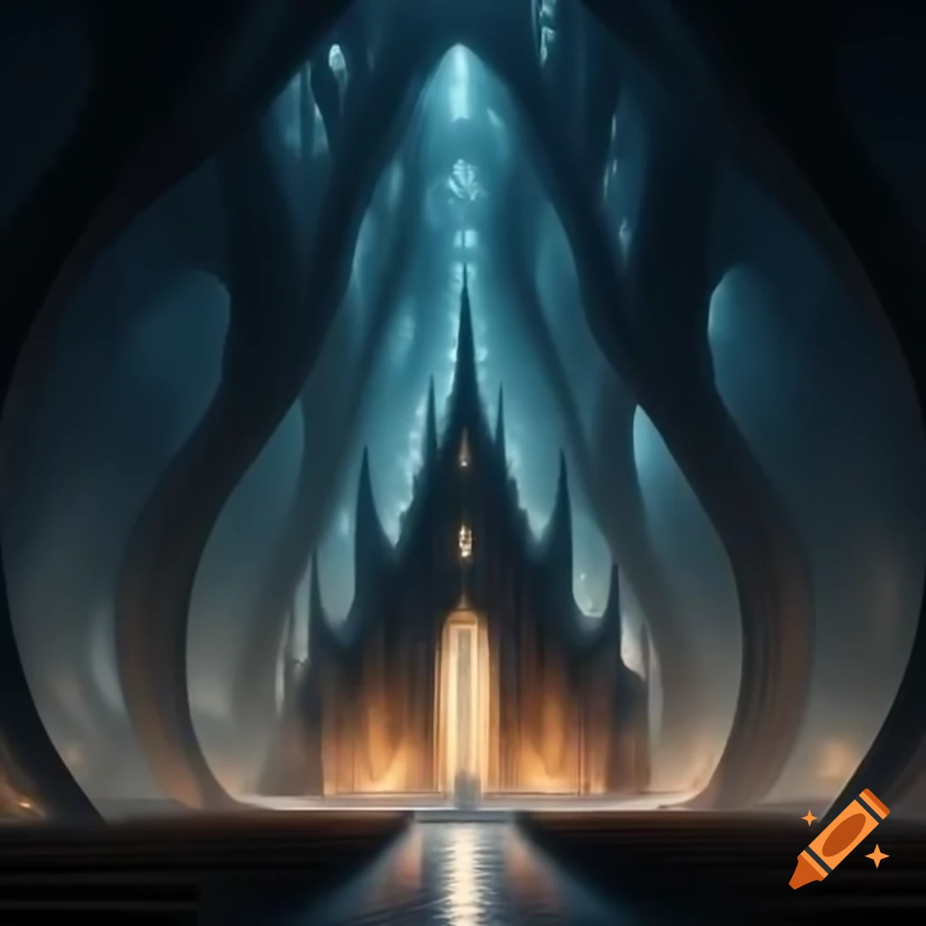 Inspiring church set against a void background