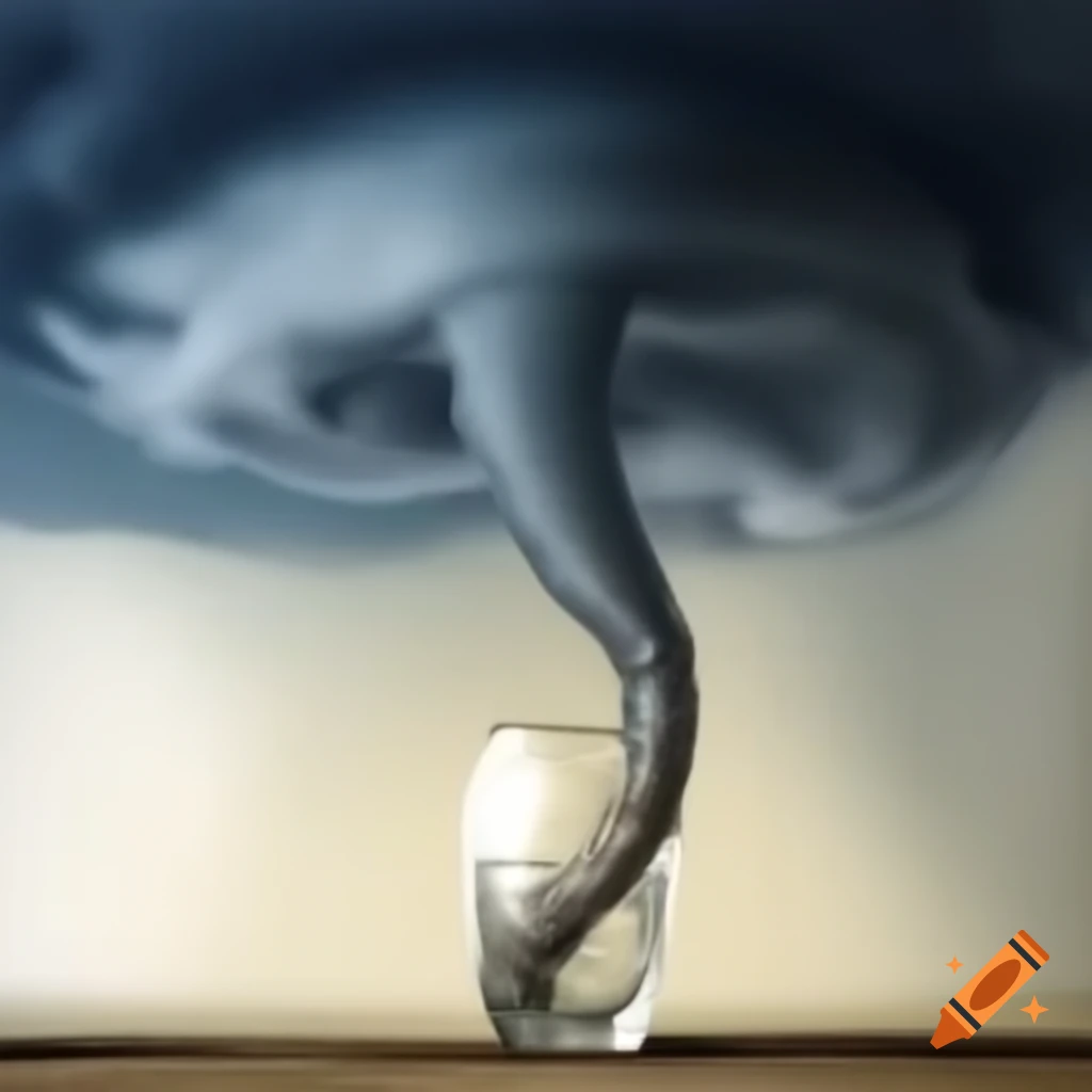 Expressionistic tornado over glass jar