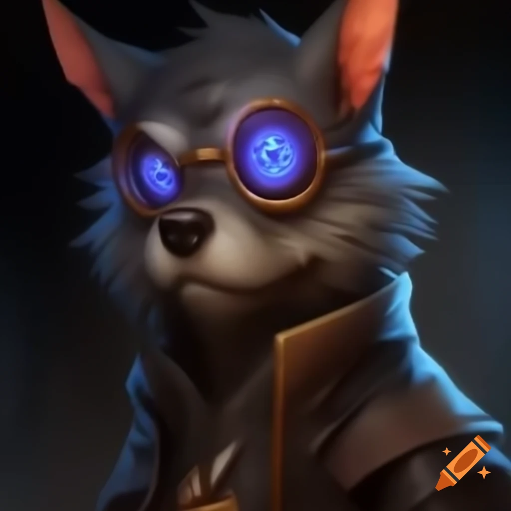 Older male anthro dog character with glowing hypnotic eyes