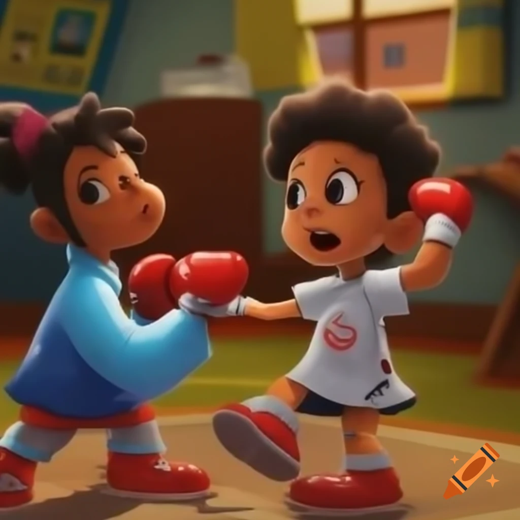 Two siblings playfully fighting