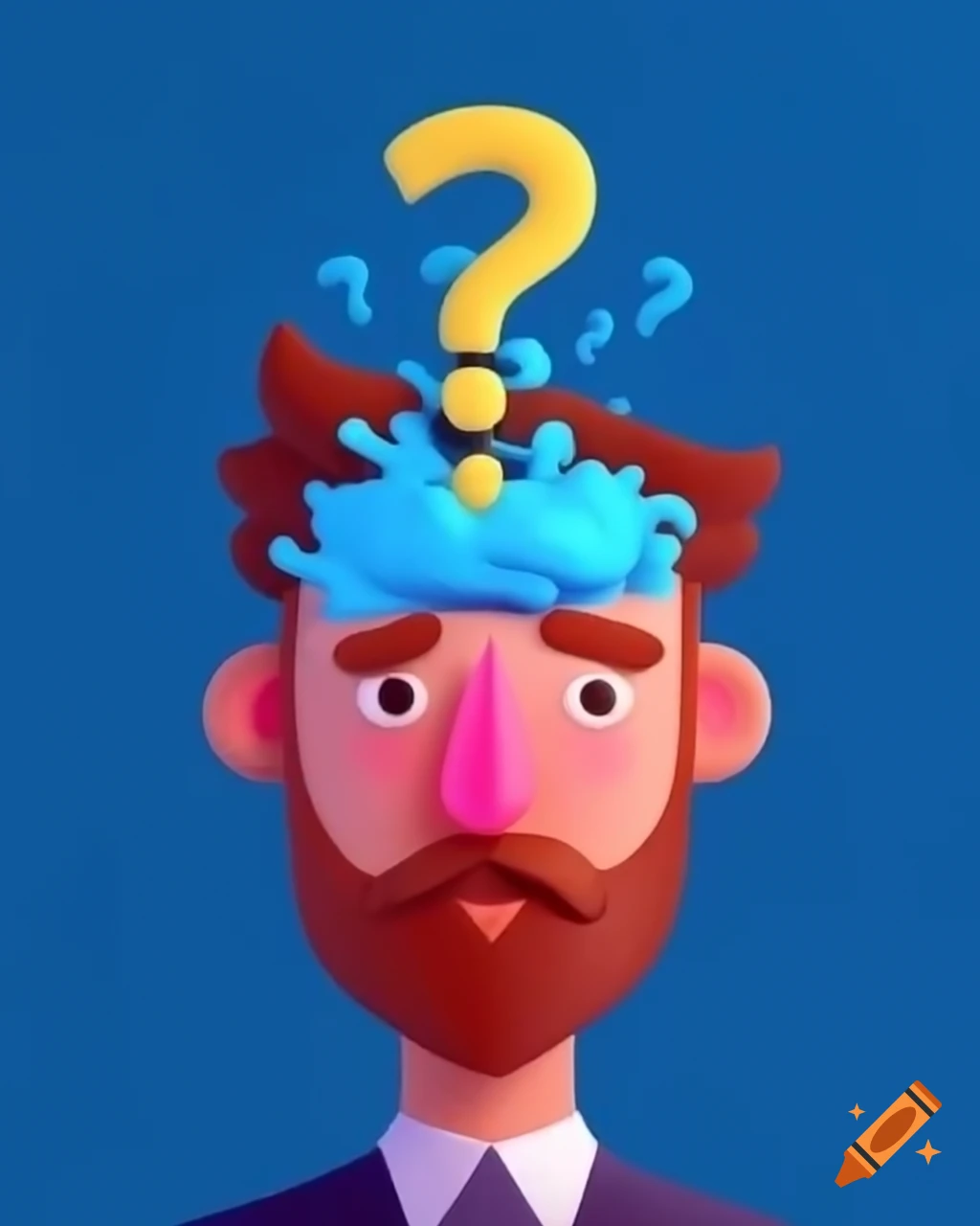 Man with question mark above his head