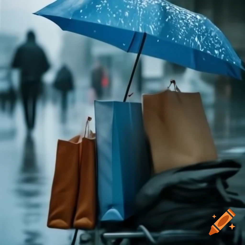 Bags left in the rain on city street