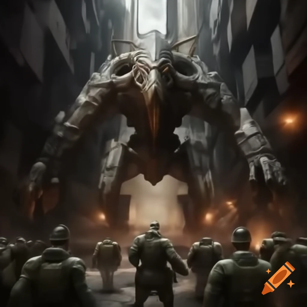 Inconsiderate general fighting in intense alleyway, surreal dream representation