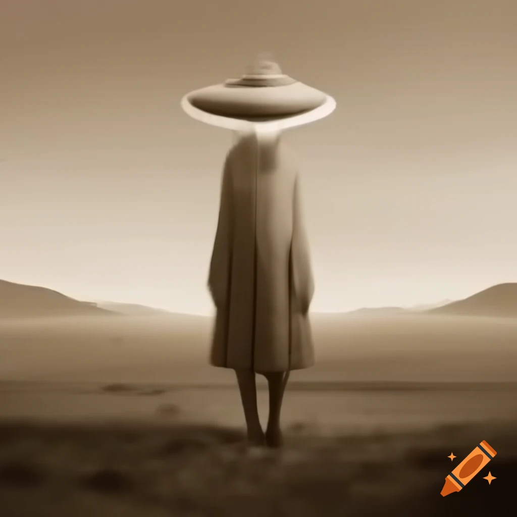 Surrealist sepia landscape with brume