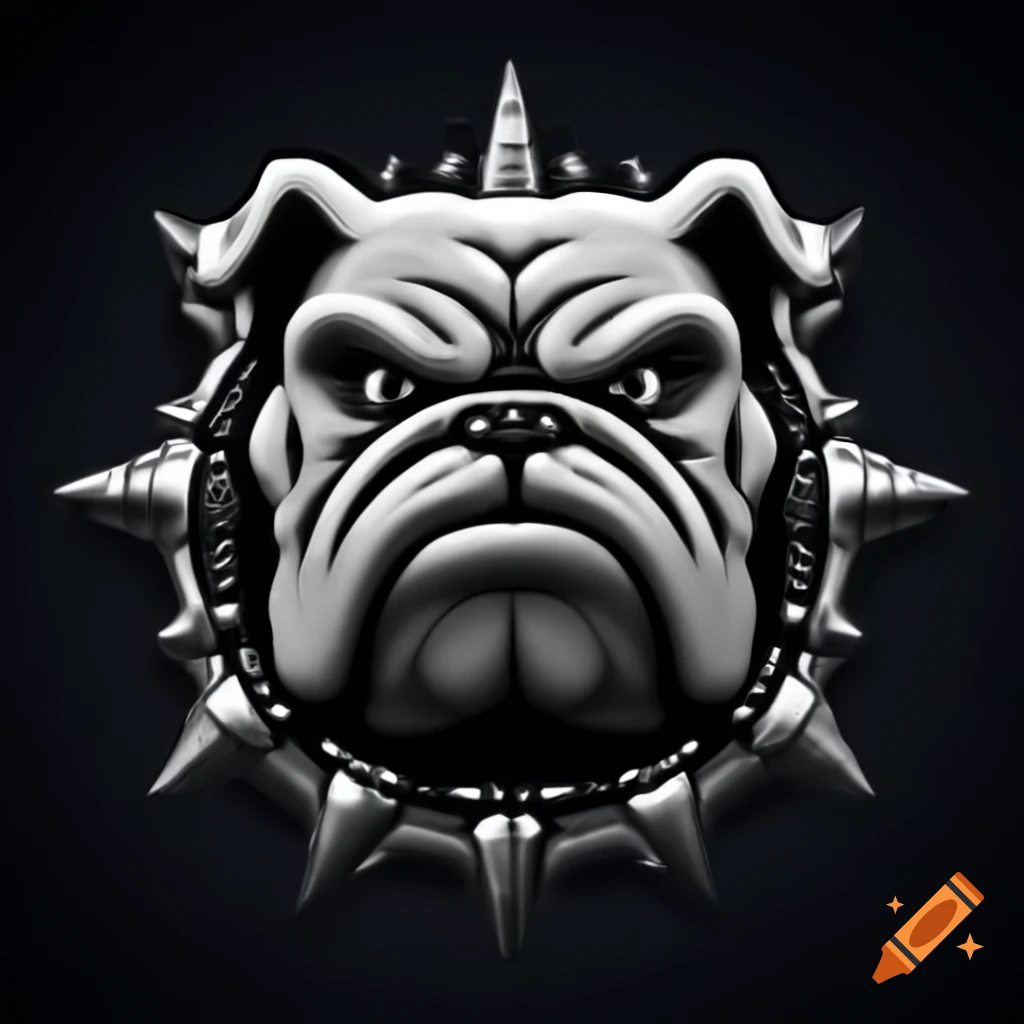 Bulldog with spiked chain and football logo in digital art style