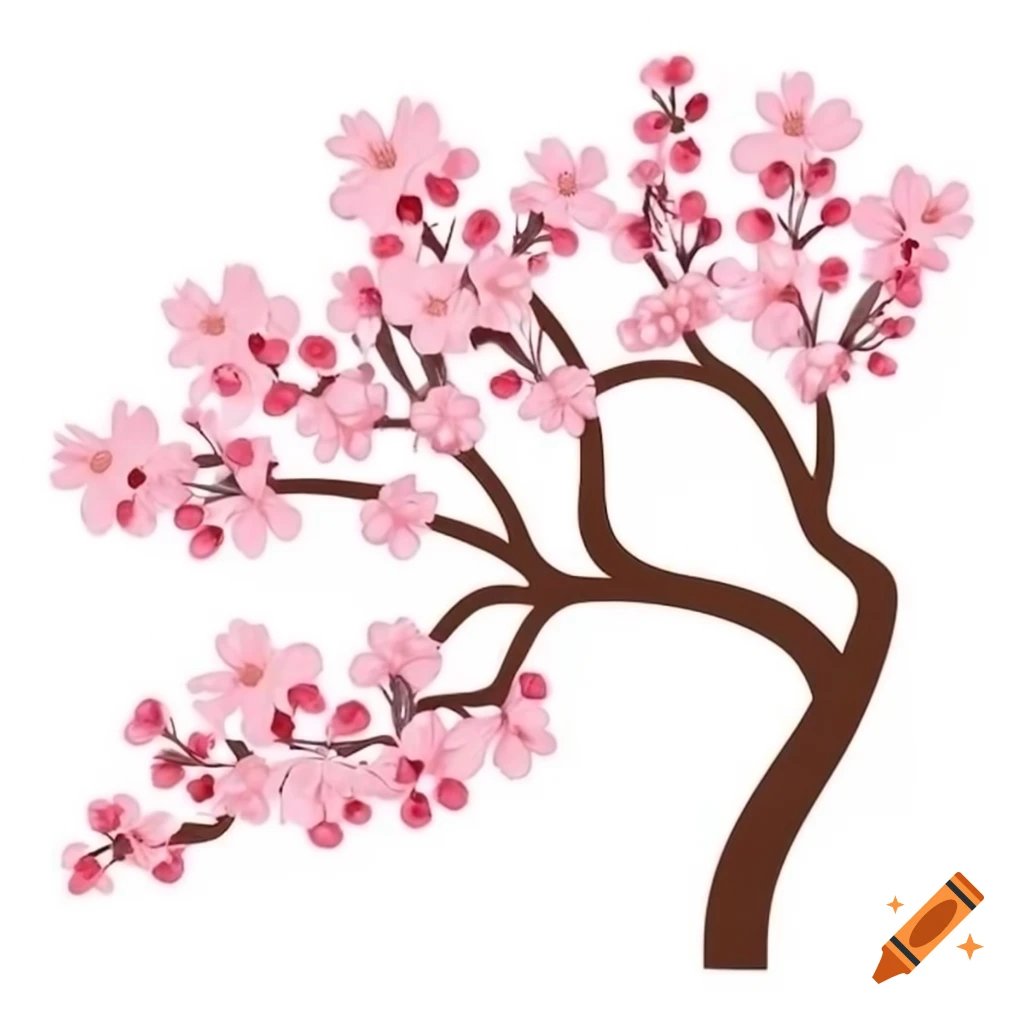 Cherry blossom tree branches in bloom