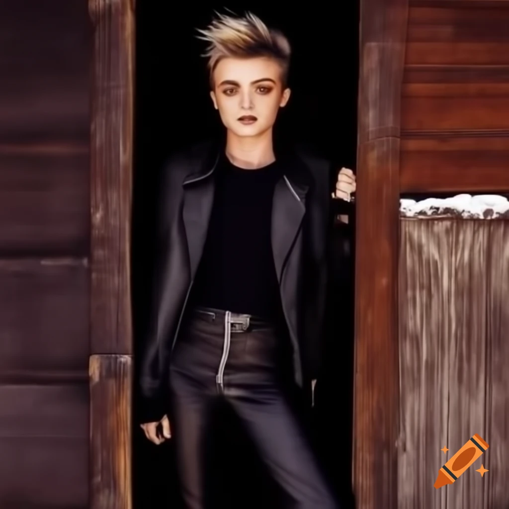 Punk rocker with mohawk hairstyle and leather outfit