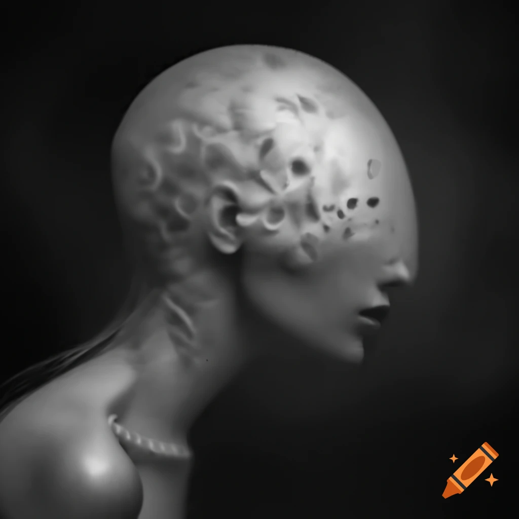 Surrealist monochrome art featuring abstract elements