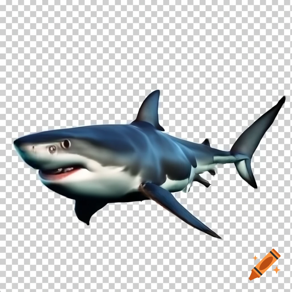 Great white shark illustration in PNG format