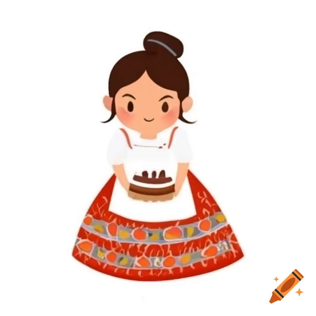 Smiling woman from Valencia in traditional fallera dress holding birthday cake