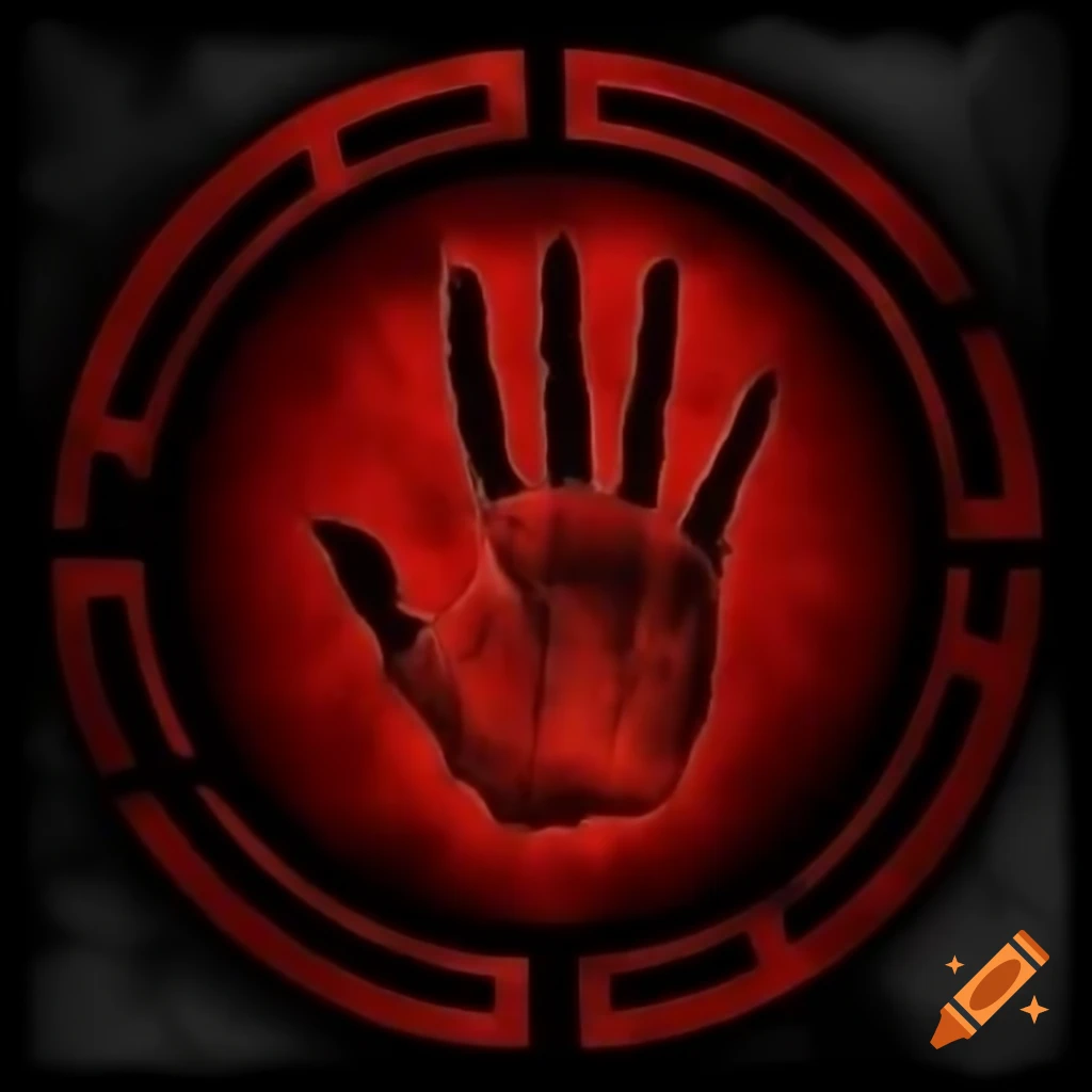 Old red satanic hand symbol