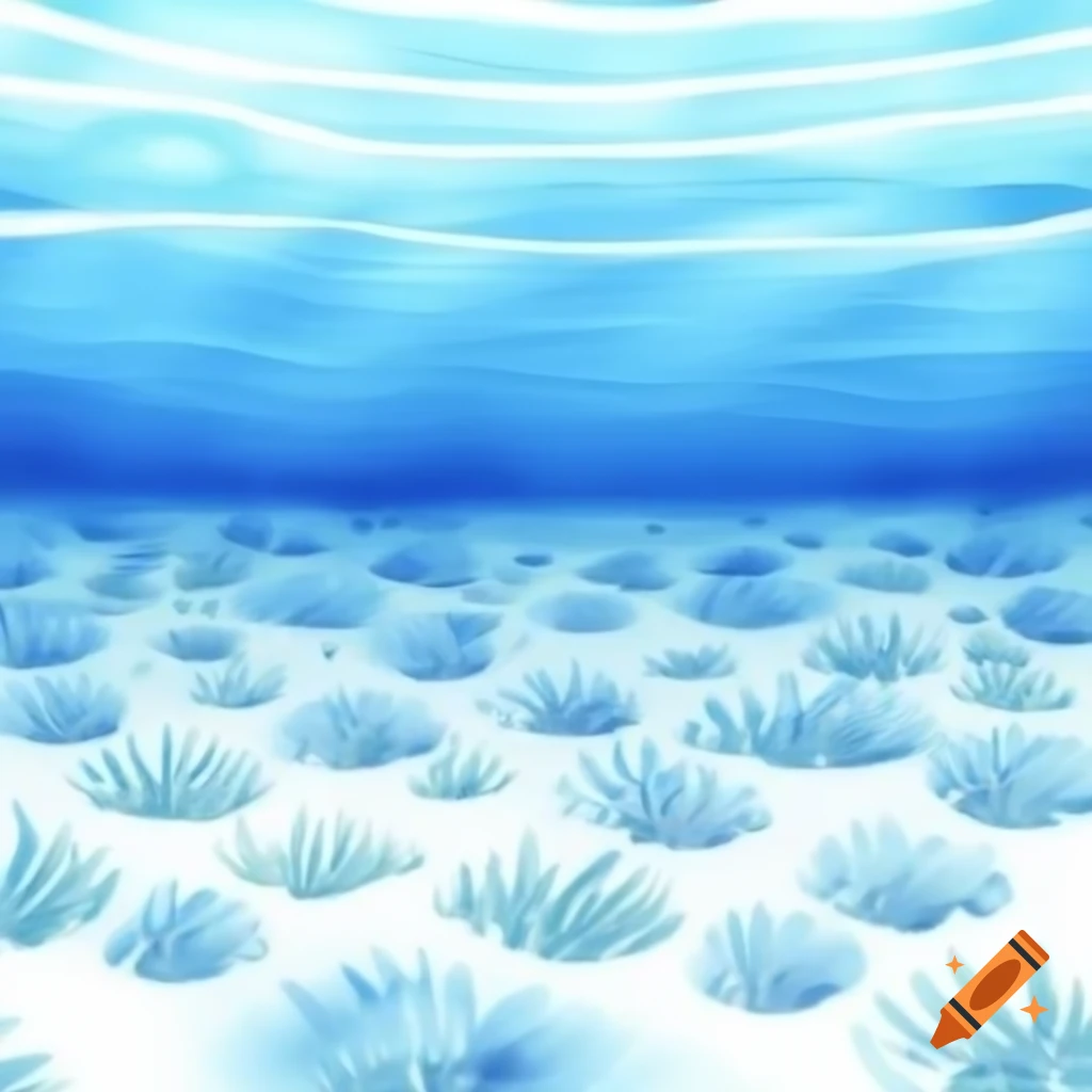 Cartoon-style sea floor illustration on white background, watercolor