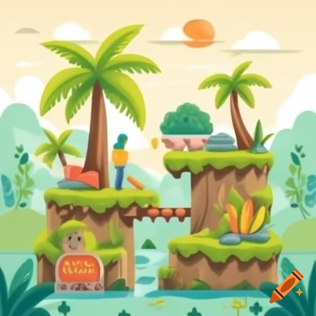 Retro jungle platform game design