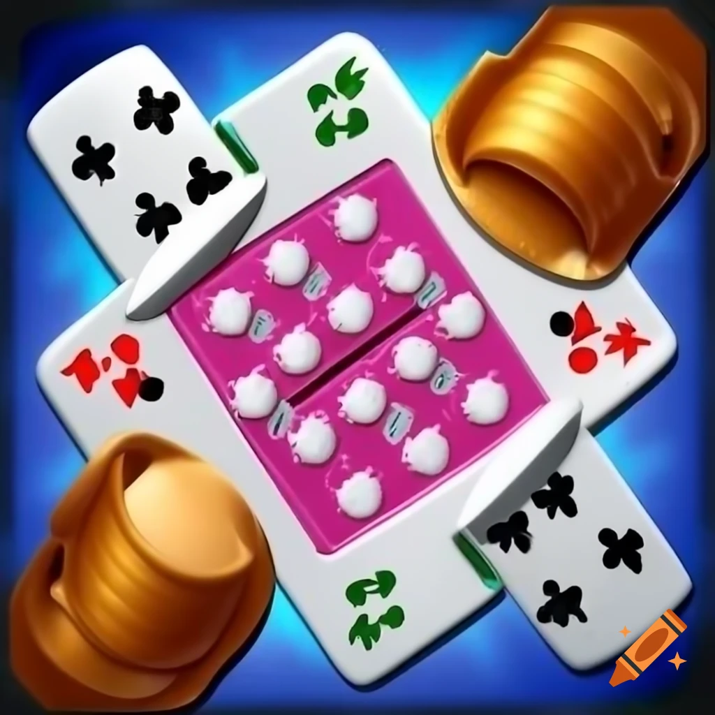Close-up of cards arranged for a game