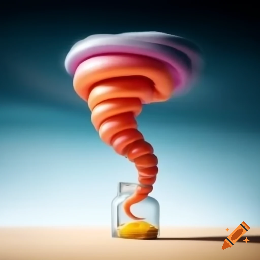 Pop art tornado graphic over glass jar