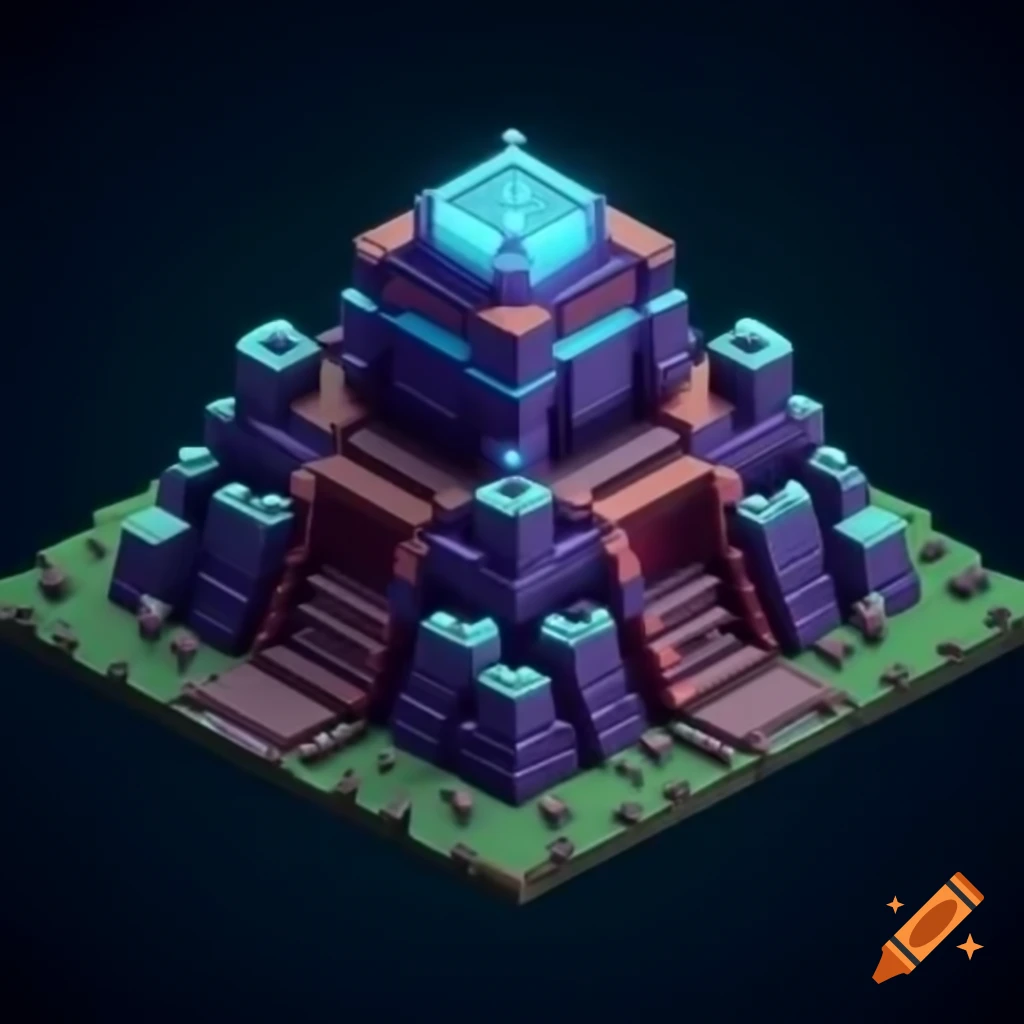 Sci-fi style ziggurat building sprite for 2D computer game