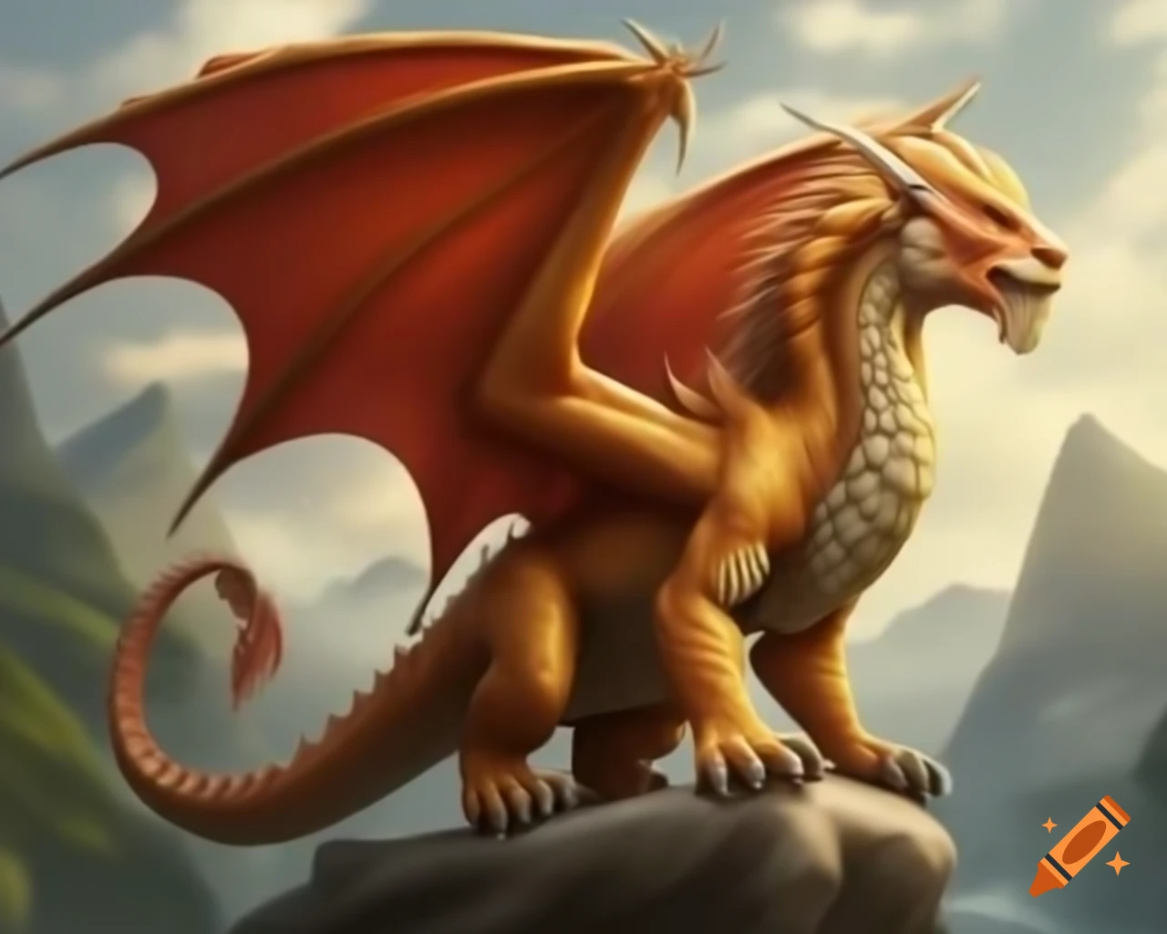 Imaginative lion dragon character