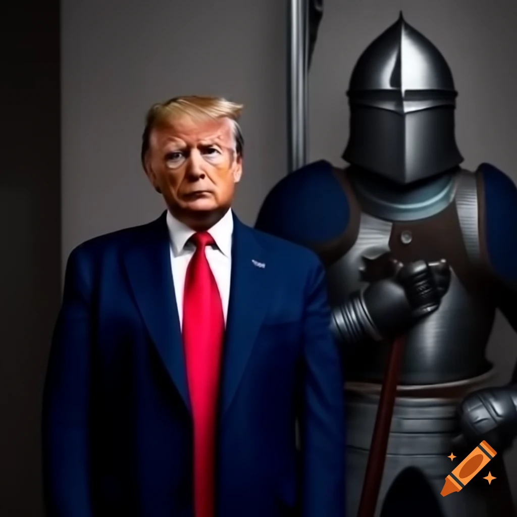 Donald Trump dressed as a knight