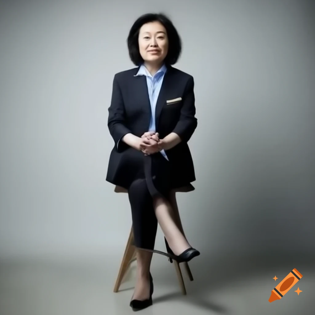 Mature Asian woman in business suit and black pumps