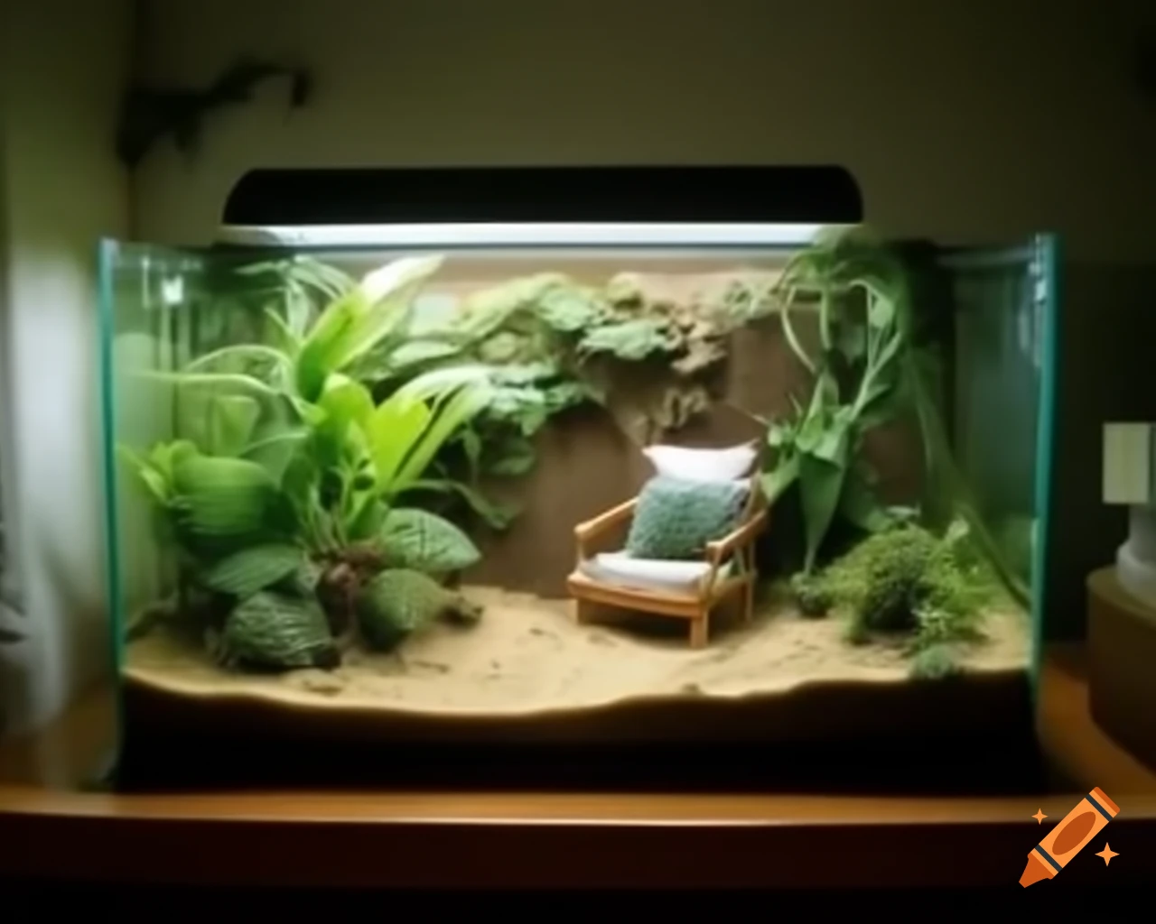 Bedroom featuring potted plants in diorama style