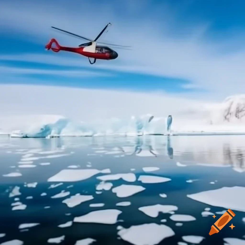 Helicopter ride over Arctic landscape