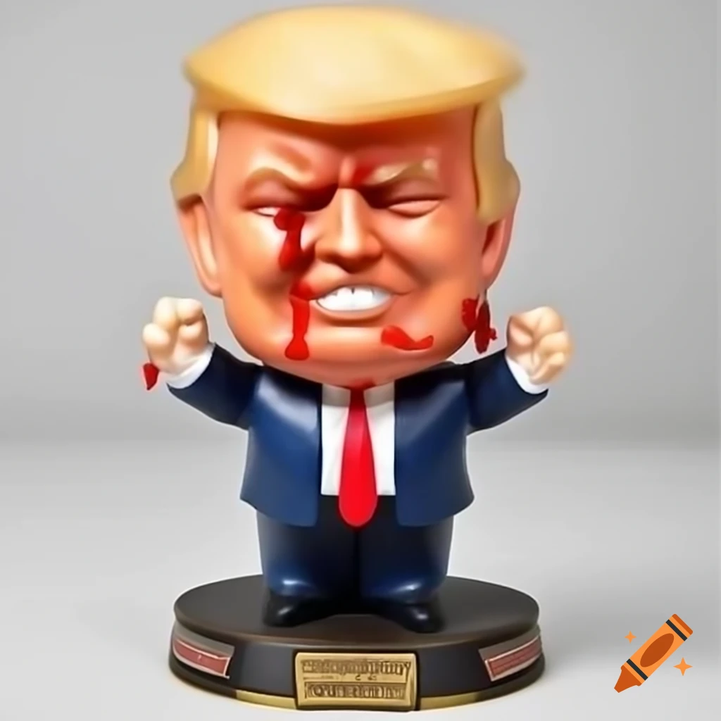 Satirical bobblehead representing a comedic figure with blood and bandage