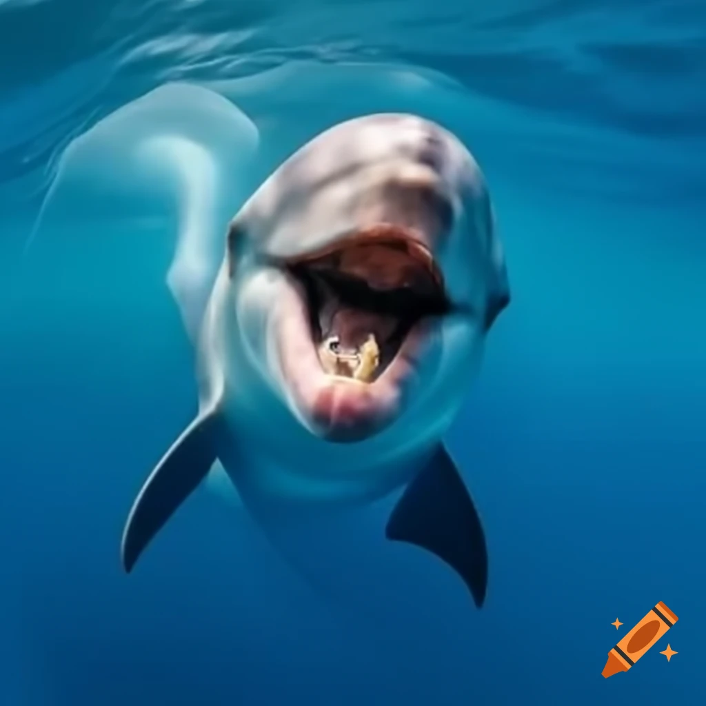 Dolphin showing damaged teeth