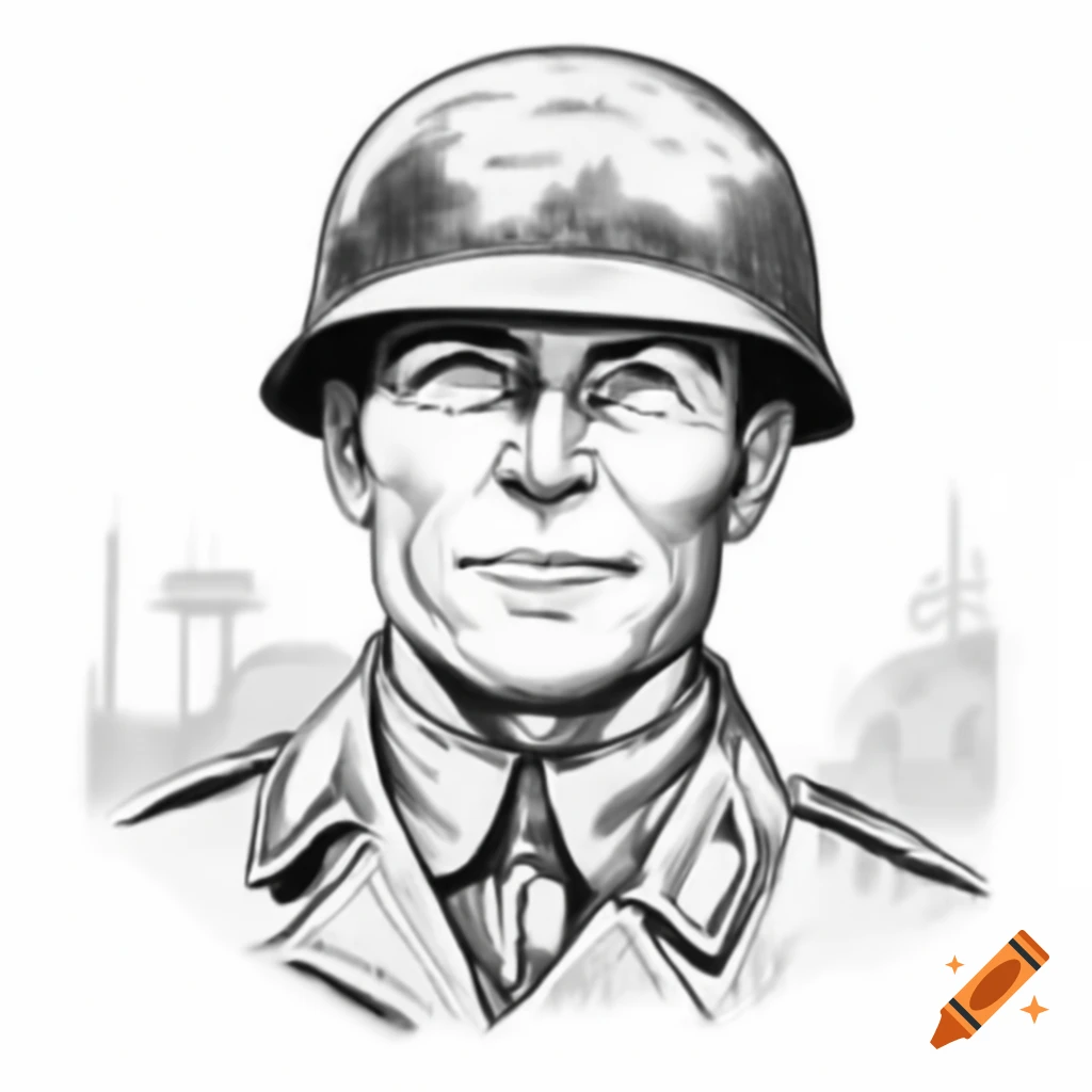 Cartoon sketch of a WWII US soldier