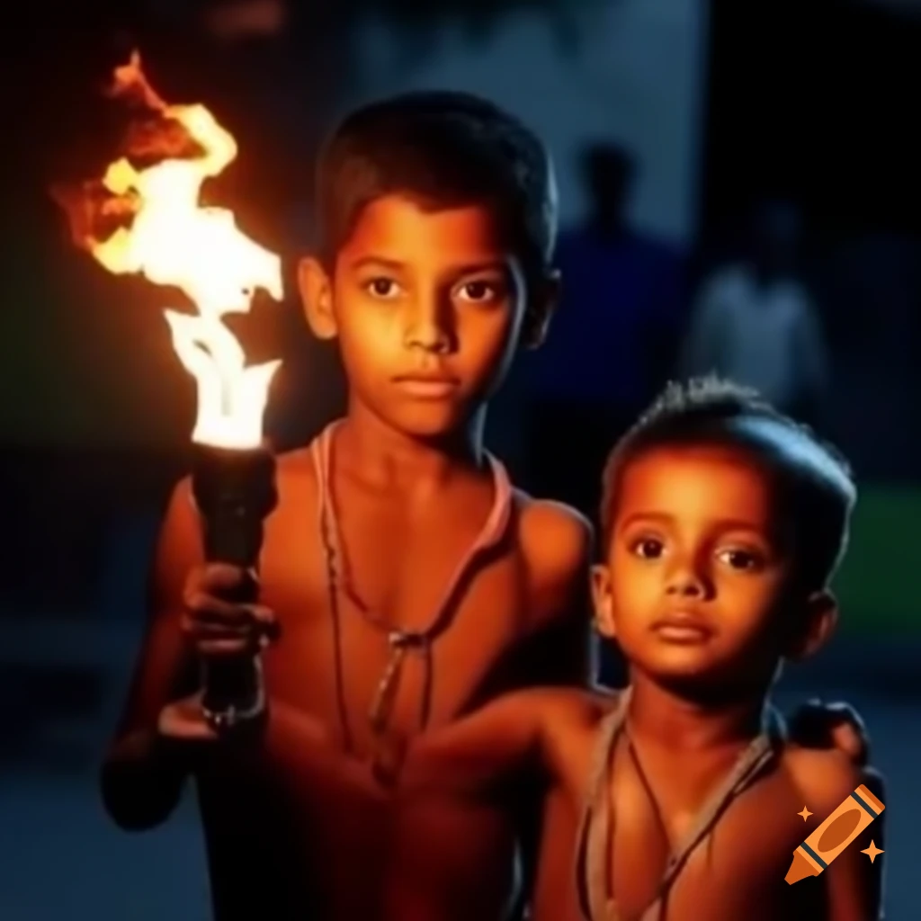 Passing the Olympic torch to a child in India
