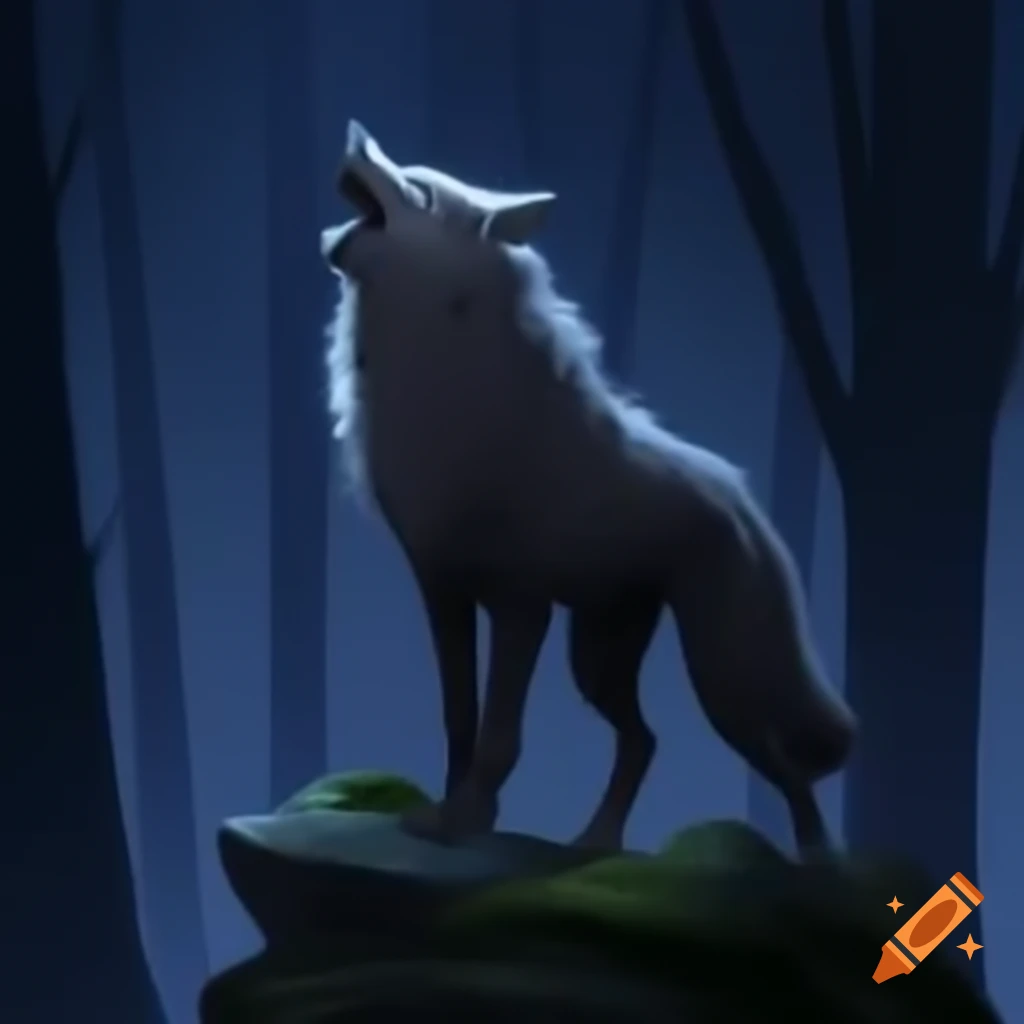 Stone wolf statue