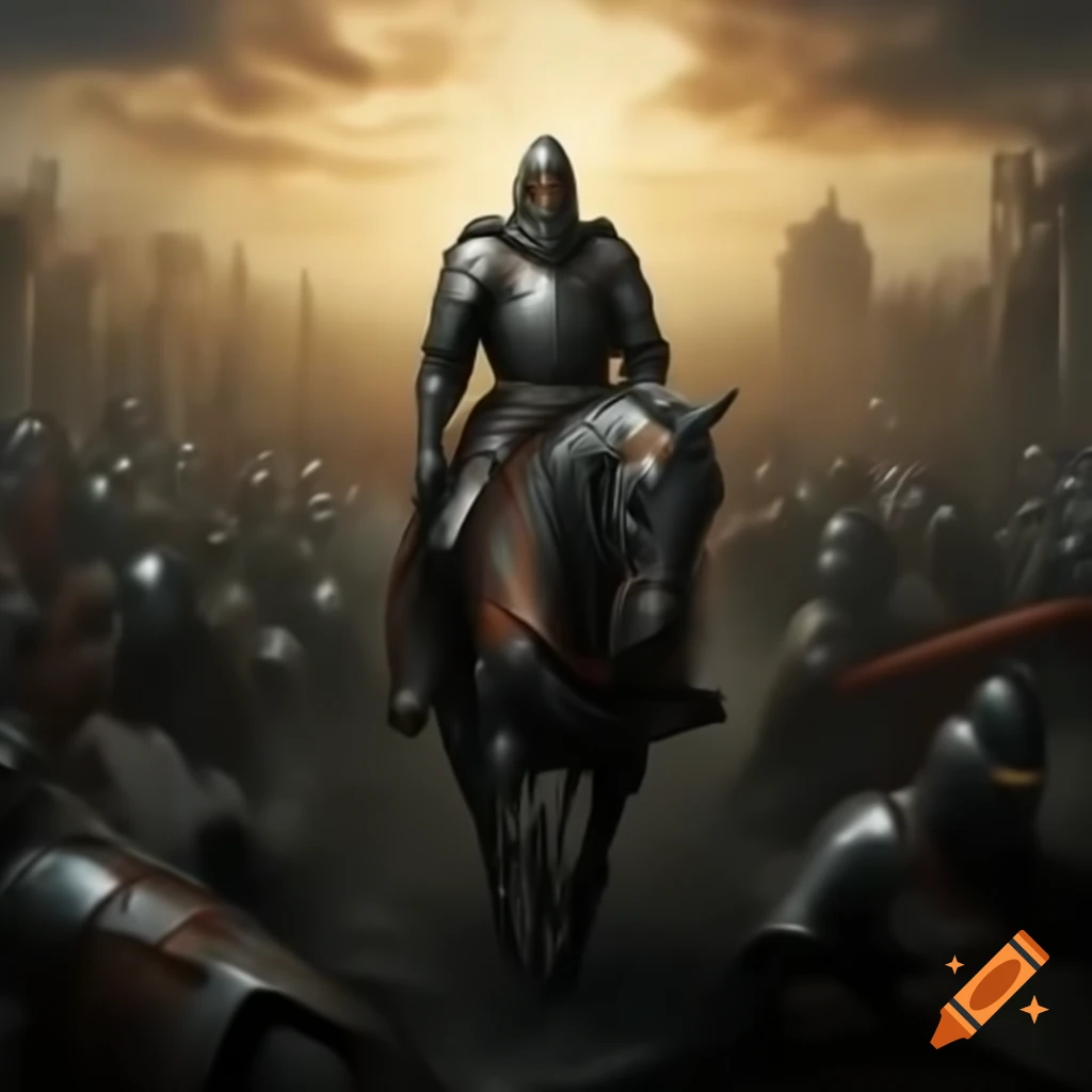 The Conquest, a determined knight from the Eight Knights, in a forgotten city