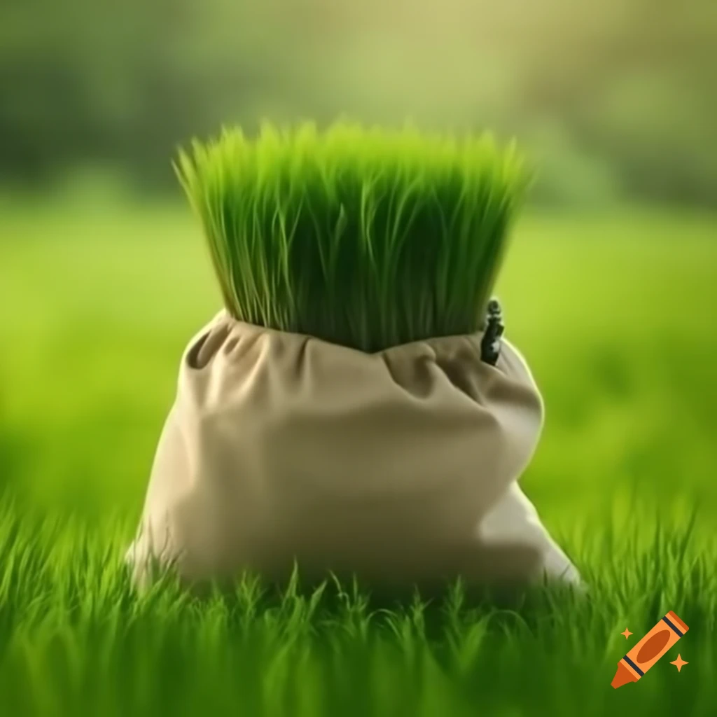 Bag of grass in a natural setting
