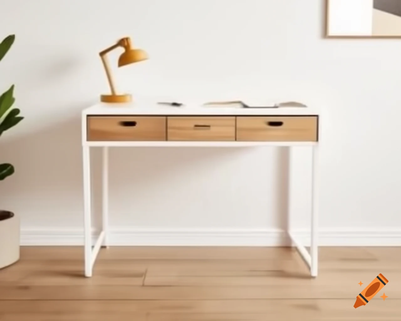 White wood drawer on tan brown wood table surface