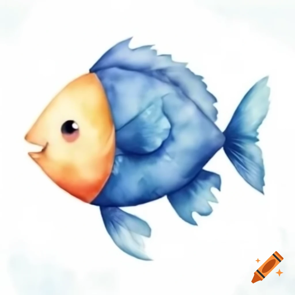 Cartoon-style watercolor fish illustration