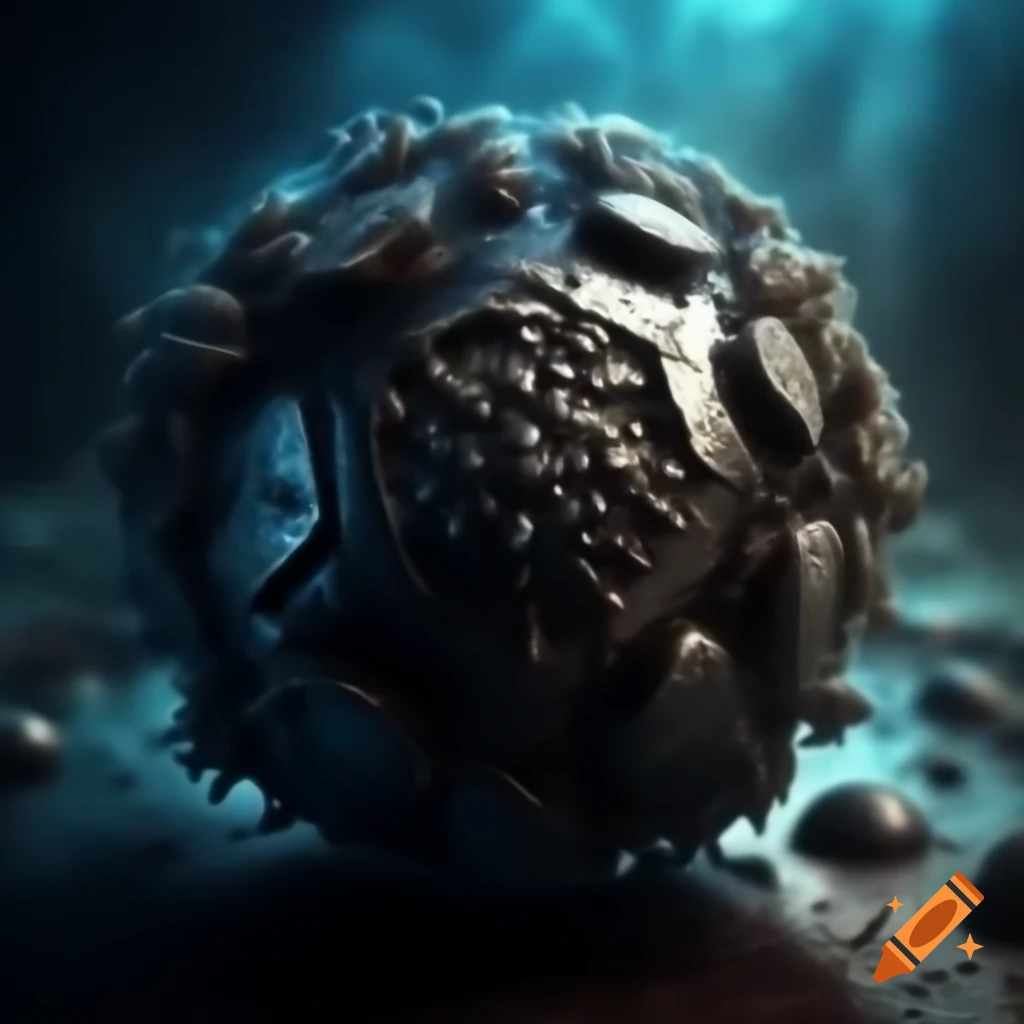 Cursed ball named 'Ball of Davy Jones' Curse', deep blue color with silver fish scale highlights