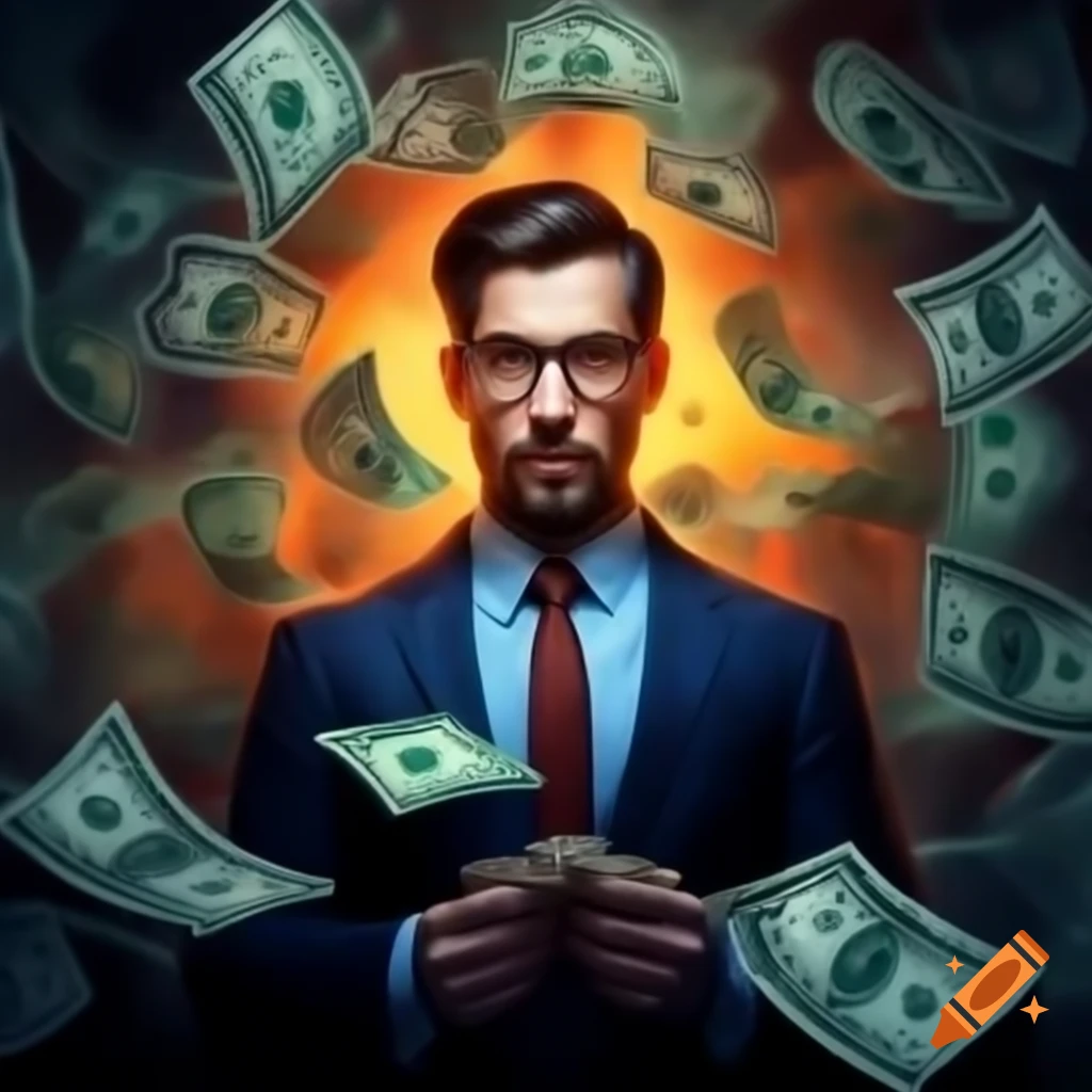 Poster design illustrating online marketing outsourcing and man earning money