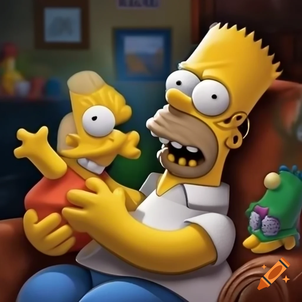 Cartoon characters playing together with a viewer in background