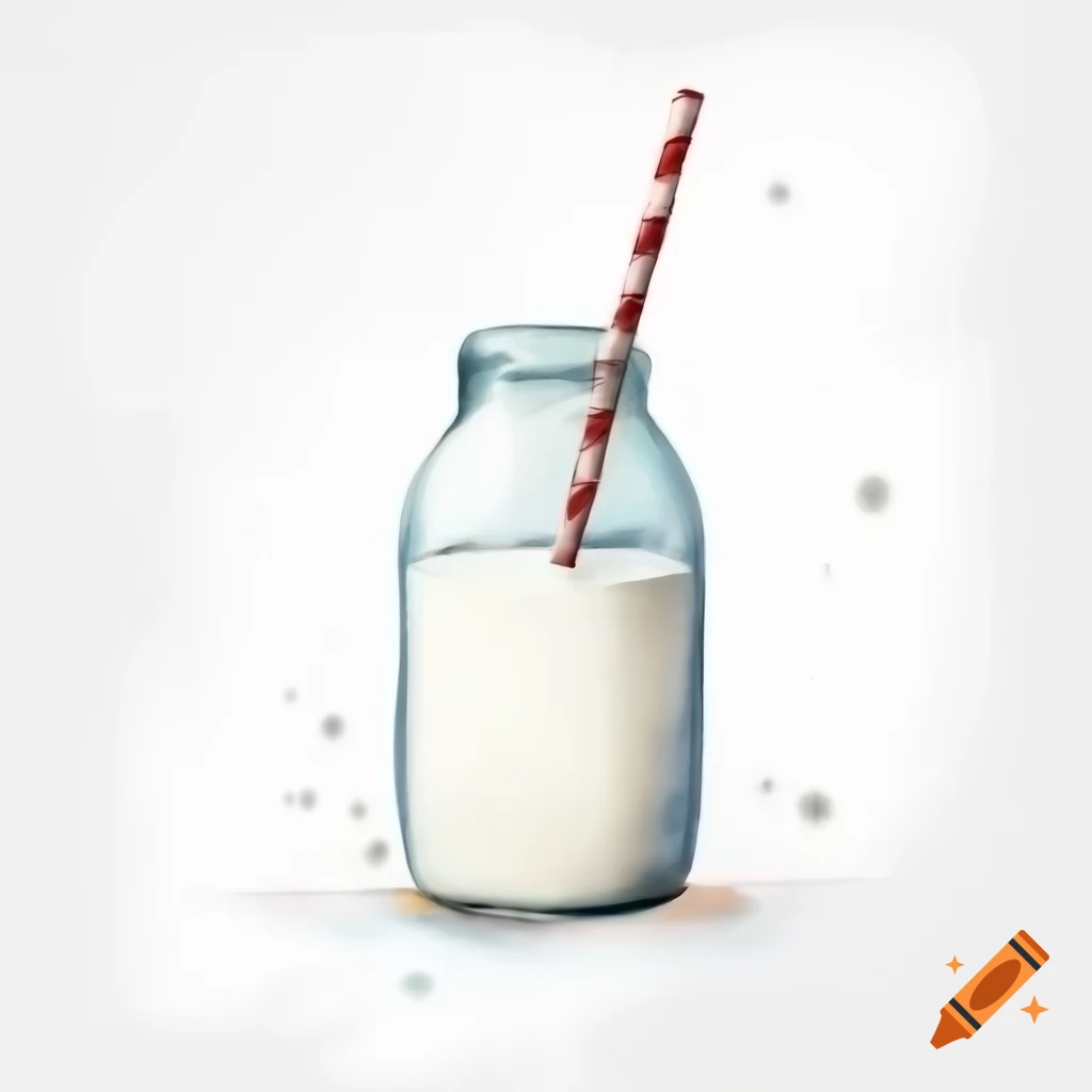 Watercolor illustration of milk on white background