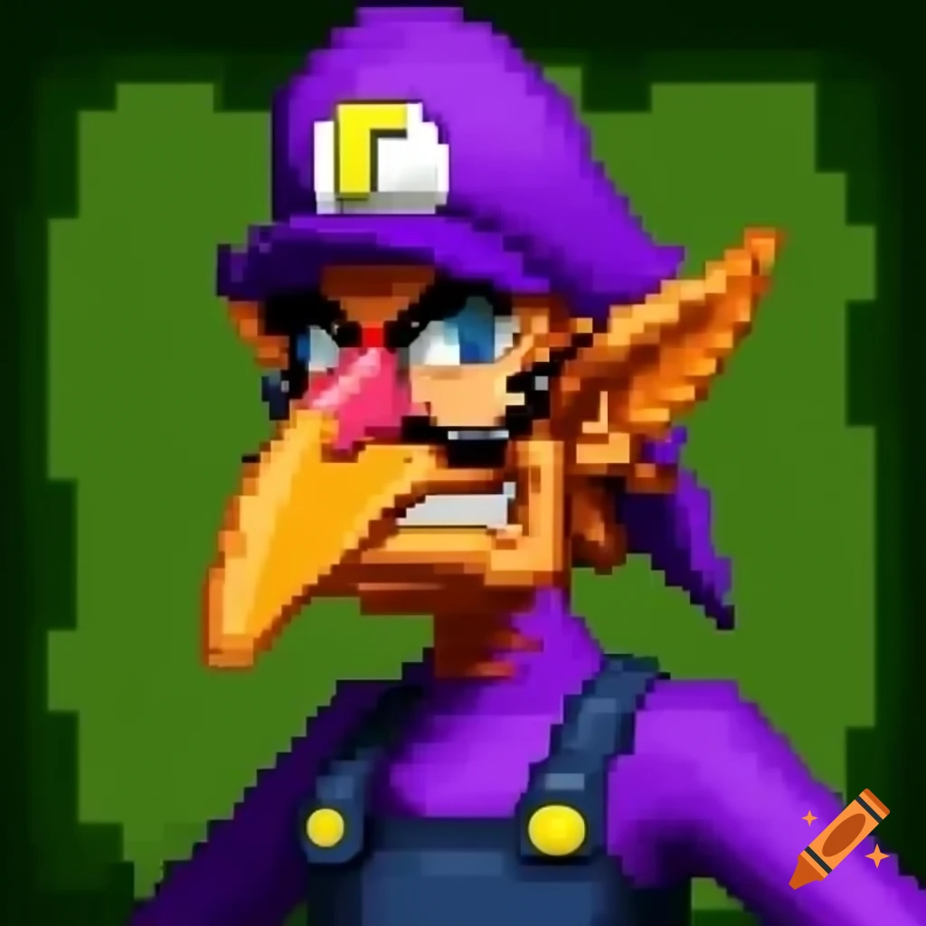 Link's Awakening chicken sprite resembling Waluigi