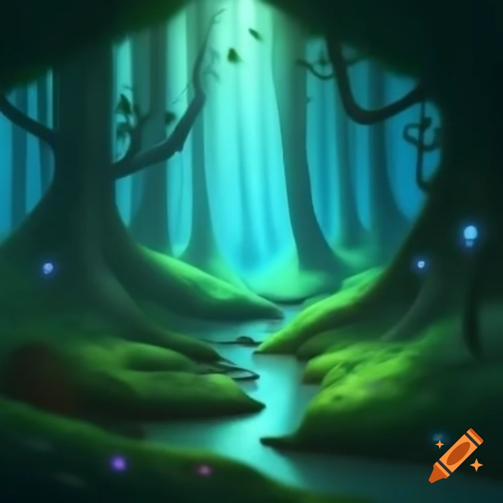 Enchanting magical forest with vibrant colors