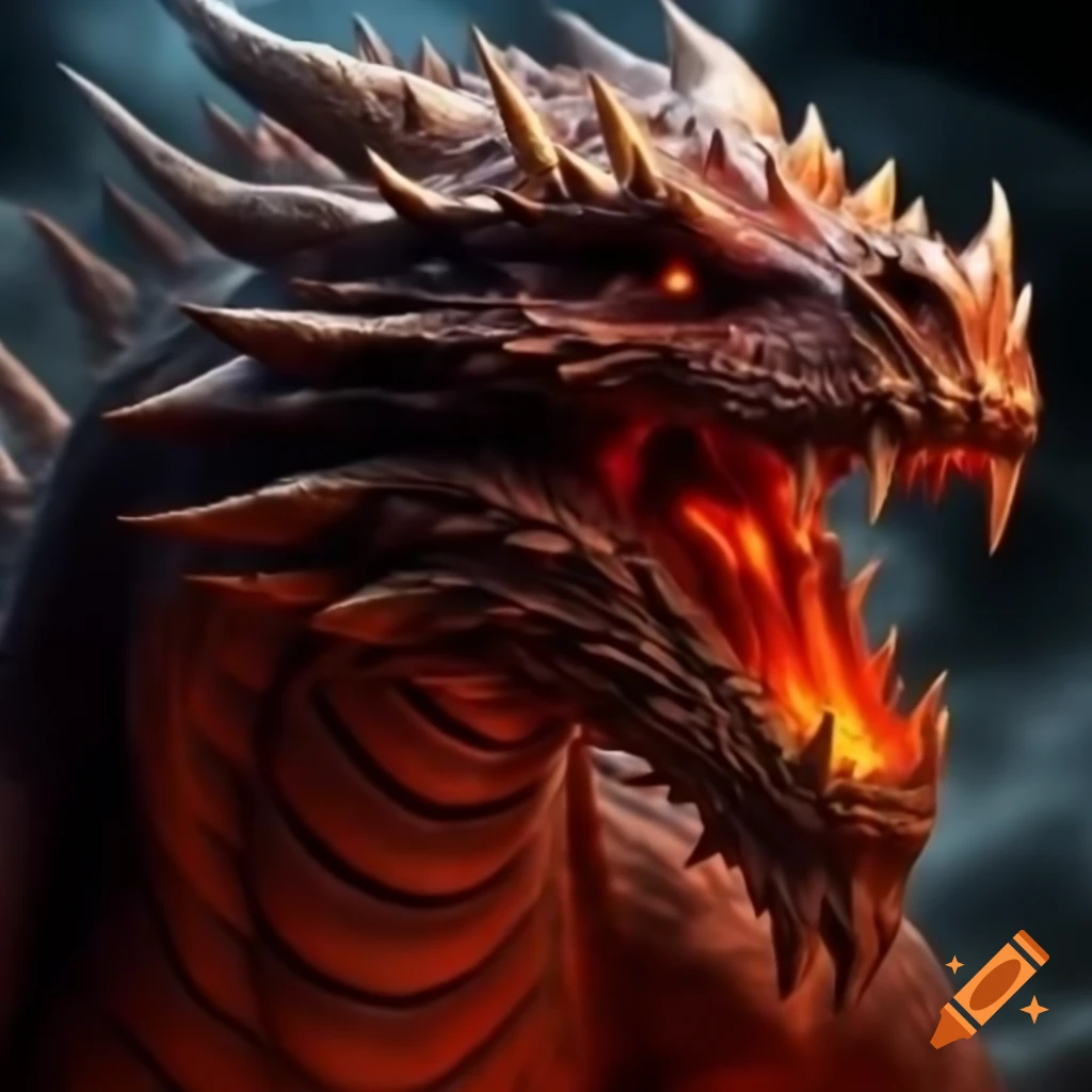 Infernal dragon in a hellish environment