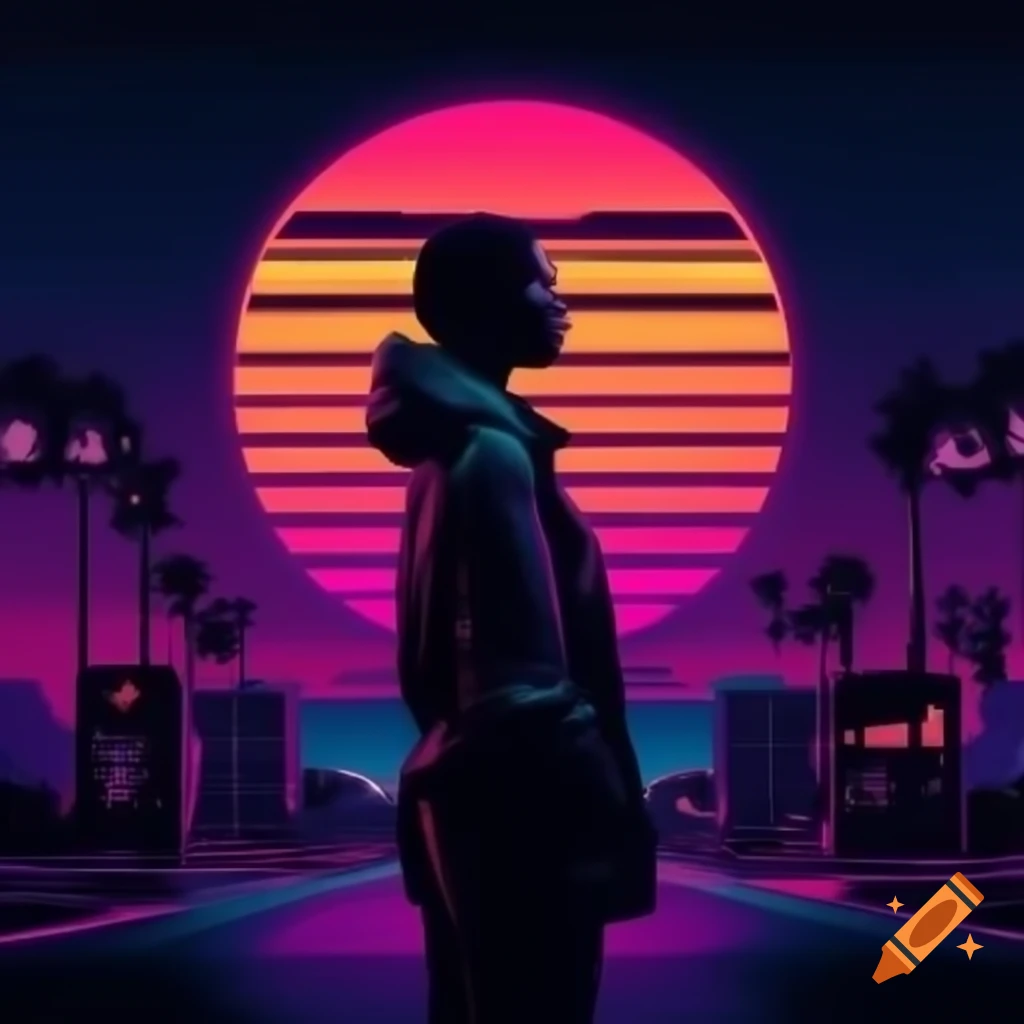 Woman in front of neon sign, vector art inspired by L. A. Ring and GTA V style