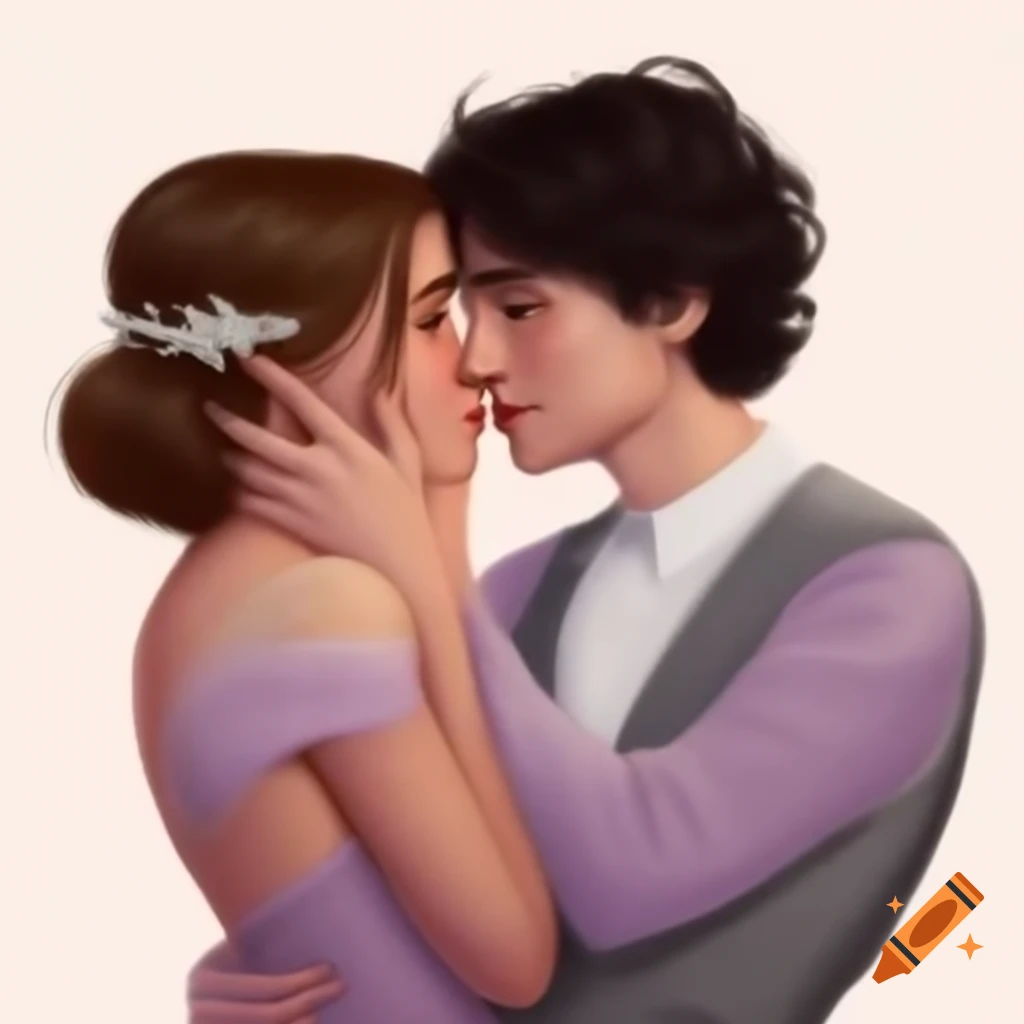 Millie Bobby Brown in light purple wedding dress alongside Finn Wolfhard