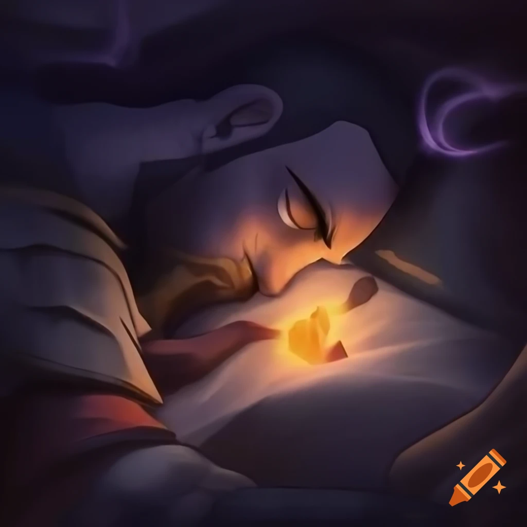 Male scientist named Forty-Too experiencing a realization with lightning, vanishing to bed