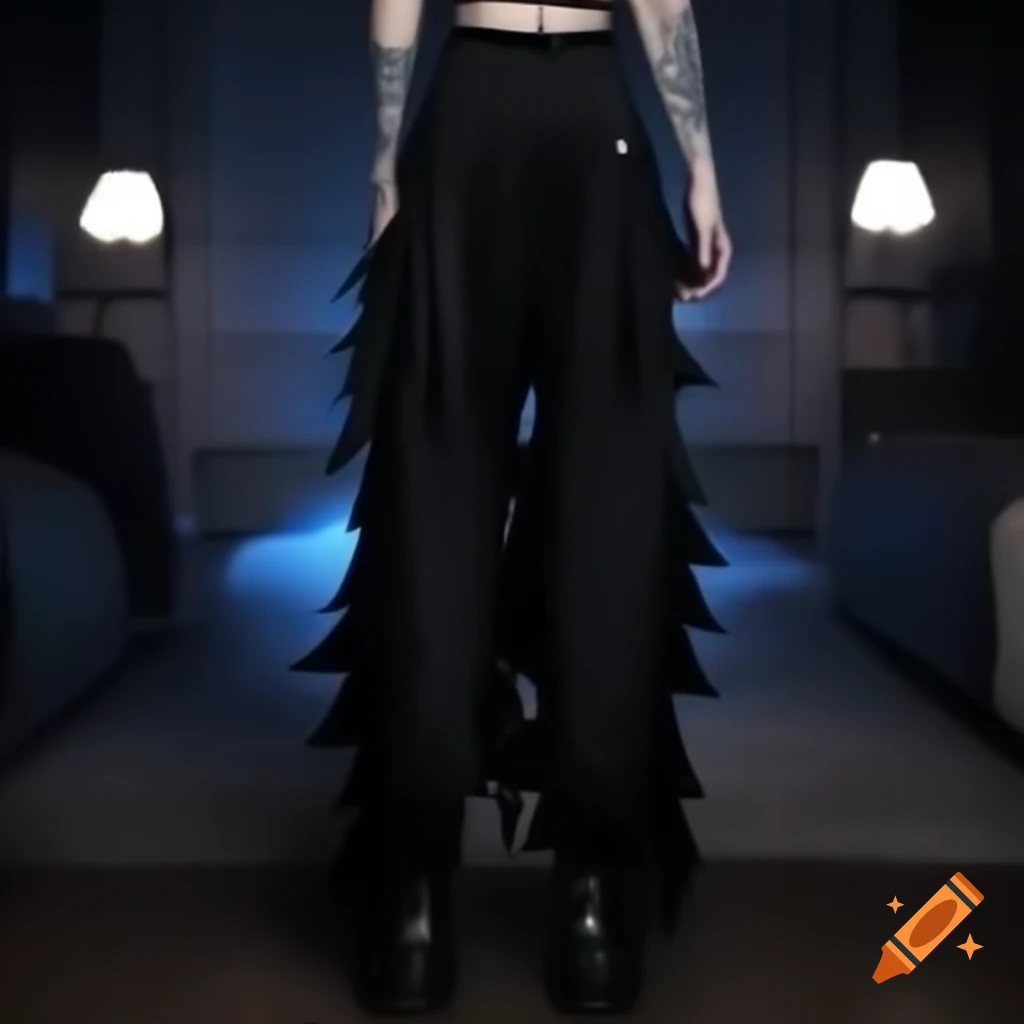 Emo gothic girl in baggy clothes illuminated by bright white lights in a dark ambient room