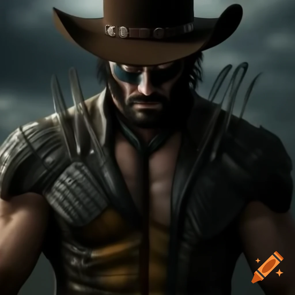 Wolverine as a Green Cowboy character portrayed by Keanu Reeves in full body